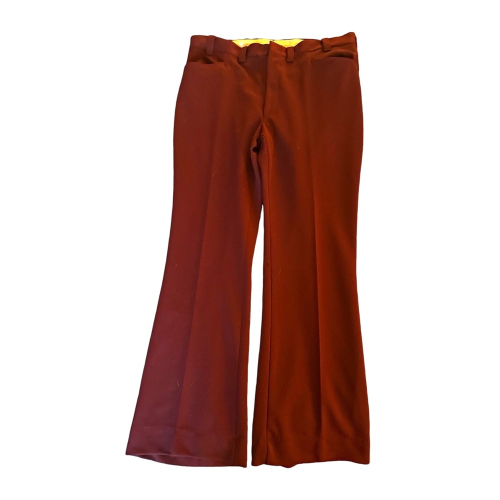 Wright Men's Burgundy Dress Pants 38W Regular Straight Twill Flat Front